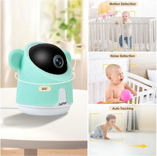 Vista 5 de Monitor de bebé con cámara y audio, 1080P Baby Camera Monitor WiFi Smartphone Control de aplicación Visión nocturna Cámaras web de conversación