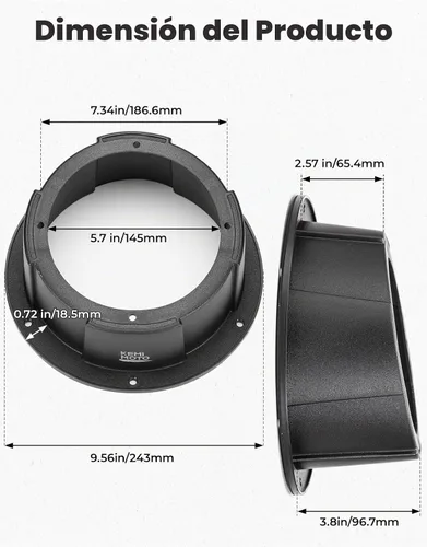Vista 2 de KEMIMOTO Cajas de altavoces en ángulo, universales para altavoces de 6.5" 2PCS, Compatible with UTVs, RVs, Cars, Boats, Trunks, Trailers for 9.56