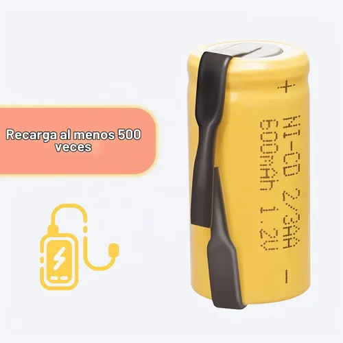 Vista 7 de 12pcs 600mAh Batería Recargable 1.2V 2/3AA Ni-CD Amarillo 12 piezas amarillo