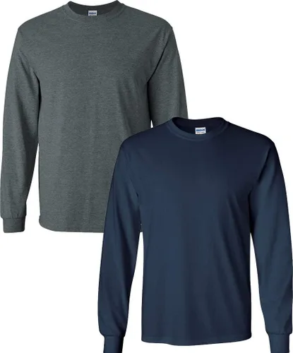 Vista 160 de Gildan Camiseta de manga larga de algodón ultra para adulto, estilo G2400, paquete múltiple Militar + ceniza.