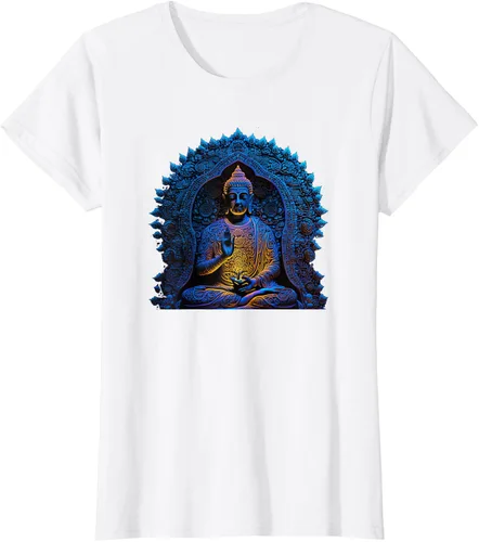 Vista 17 de Estatua de Buda Yoga Budismo Zen Buddhism Meditation T-Shirt Negro