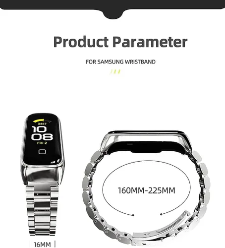 Vista 5 de Correa de metal para Samsung Galaxy Fit 2 SM-R220 Correa de reloj de repuesto (negro metálico)