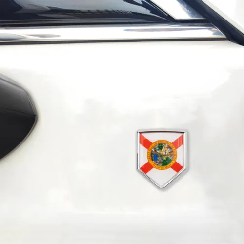 Vista 5 de Overdecor Calcomanías de bandera de Florida, emblema de automóvil, accesorios de automóvil, decoraciones de escudo cromado, calcomanías para autos