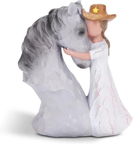 Vista 7 de BEARAE Figura de caballo para niñas y mujeres, escultura de resina pintada a mano, decoración ecuestre, regalos para amantes de los caballos