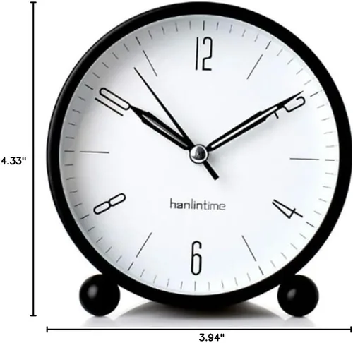 Vista 8 de Reloj despertador analógico, reloj de escritorio pequeño fácil de configurar, sin tictac, con luz nocturna, despertador súper silencioso alimentado