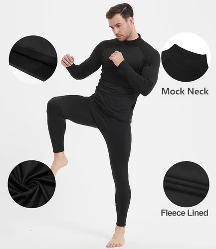 Vista 5 de HOPLYNN Paquete de 4 camisas térmicas de compresión de manga larga con cuello alto para hombre