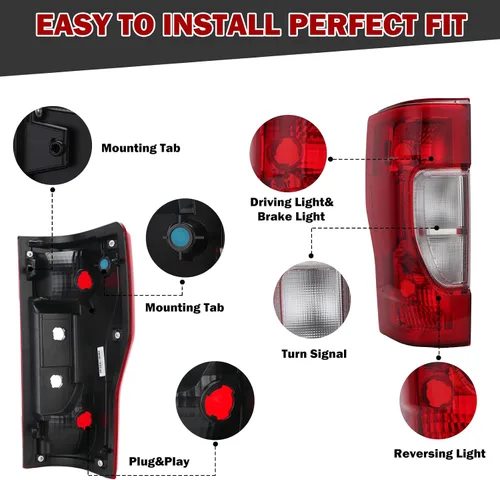 Vista 2 de Conjunto de luz trasera halógena para Ford F250 F350 Super Duty 2020 2021 2022 LC3Z13405C lámpara trasera de freno (lado izquierdo del conductor)