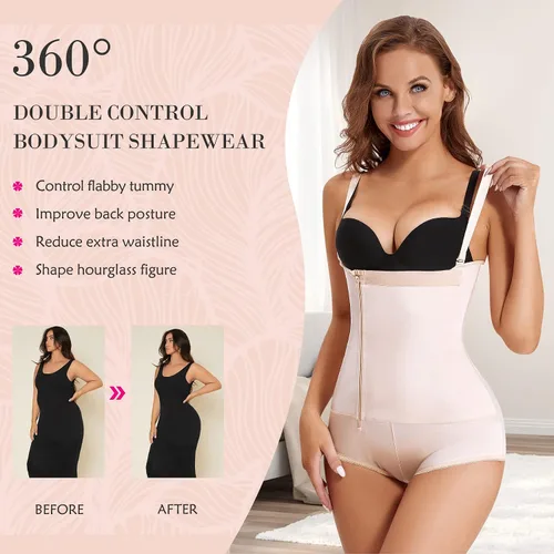 Vista 4 de Nebility Body de látex con cremallera y busto abierto para mujer