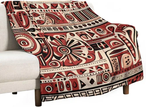 Vista 40 de Mantas de franela con patrón artístico rojo, beige, marrón oscuro, manta de franela de pintura al óleo abstracta de 30 x 40 pulgadas para sofá, cama