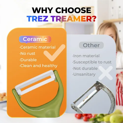Vista 6 de Trez Treamer Paquete de 6 peladores de verduras para cocina, pelador de cerámica seguro de patatas para manzana, verduras, zanahoria, fruta