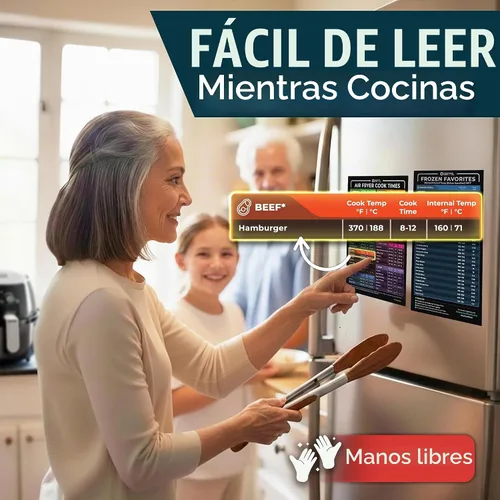 Vista 3 de Cathy Yoder's - Juego de hojas de trucos para freidora de aire, accesorios para freidora de aire, guía de cocina magnética, imán de tabla de tiempos