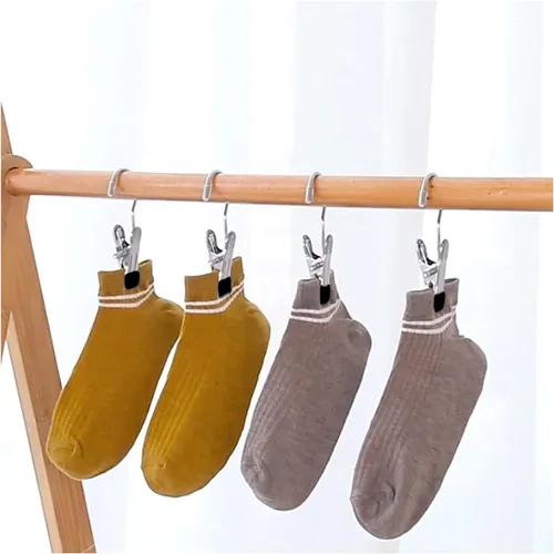 Vista 7 de FuninCrea Clips para ganchos de lavandería, 5 piezas de acero inoxidable antideslizantes para botas de lavandería, clips portátiles resistentes