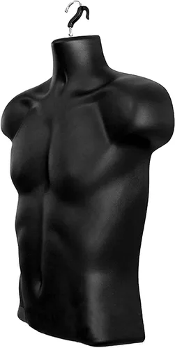 Vista 4 de Juego de maniquí negro macho + hembra con espalda hueca con soporte acrílico con poste de metal, tamaños S-M (10)