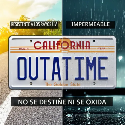 Vista 6 de Armazón para placa Back to the Future / Delorean / OUTATIME de metal