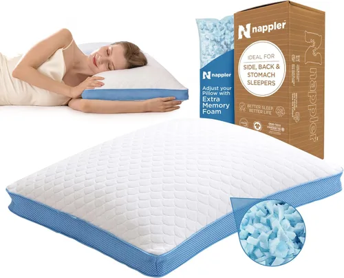 Vista 14 de Nappler - Almohada refrescante para durmientes calientes - Juego premium de 2 almohadas de cama tamaño estándar - Espuma viscoelástica triturada