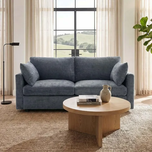 Vista 30 de Iroomy Sofá modular modular para sala de estar, asiento con cojín de resorte, moderno sofá convertible en nube con otomana, gris