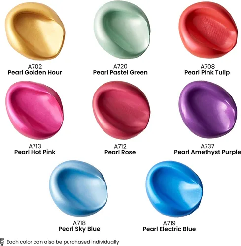 Vista 2 de Arteza Pintura acrílica metálica, juego de 8 tonos de joya en tubos de 4.06 onzas, pigmentos ricos, no se decolora, pinturas para artistas