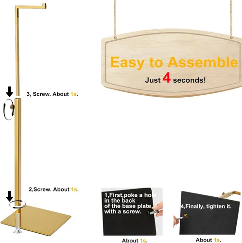 Vista 9 de Soporte de exhibición dorado para bolso, paquete de 2 soportes de exhibición de bolso de altura ajustable, base antideslizante de estabilidad