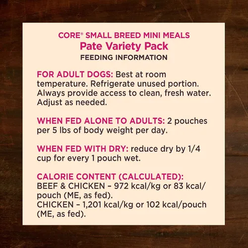 Vista 8 de Wellness CORE - Paquete variado de mini comidas en paté para razas pequeñas, comida húmeda para perros adultos, sin granos, natural, 3 onzas