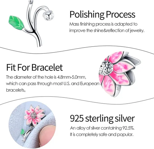 Vista 6 de TINSLO Charms Beads fits for Charms Bracelets for Woman 925 sterling silver suspension pendants and CZ stones women DIY jewelry
