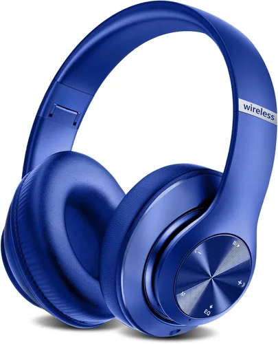 Vista 7 de Auriculares Bluetooth sobre la oreja, 60 horas de reproducción, plegables, inalámbricos, Bluetooth Hi-Fi estéreo de graves profundos con 6 modos