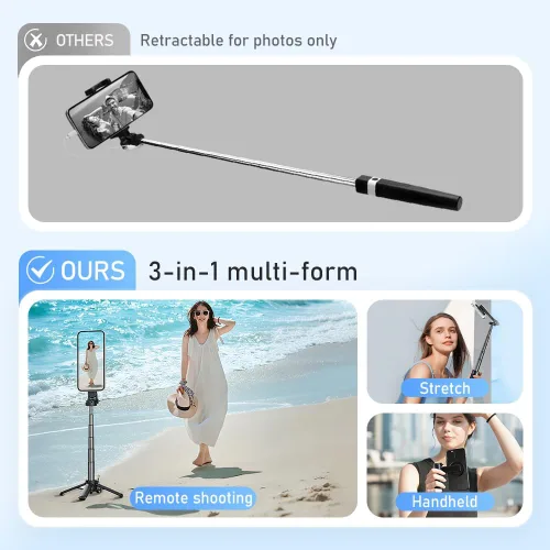 Vista 3 de 2025 Nuevo palo magnético multifuncional 4 en 1 para selfie, trípode universal de rotación de 360° con control remoto, trípode Mag extensible