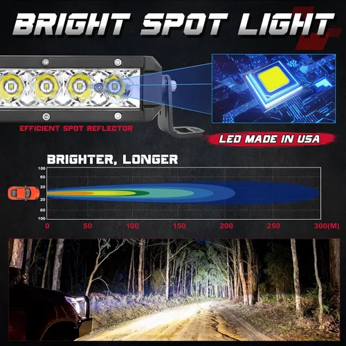 Vista 3 de OFFROADTOWN Barra de Luz LED de 6 Pulgadas de Una Sola Fila Focos LED Delgados para Conducción Todo Terreno Luces de Niebla de Trabajo Luz Spot