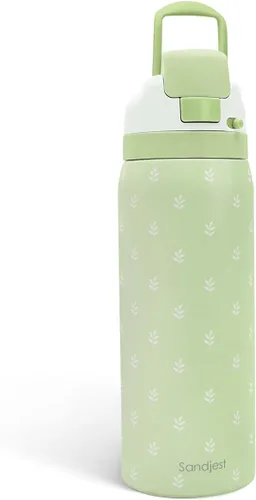 Vista 30 de Botella de agua aislada de acero inoxidable SANDJEST con pajita para deportes y viajes, la mejor tía de siempre, 946ml, regalos para mujeres, día