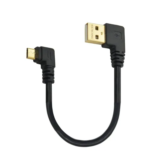 Vista 10 de Cable de datos mini USB de 10 pulgadas, 90 grados, USB en ángulo recto, niquelado, corto USB 2.0 -A-Macho-4Pin a ángulo recto Mini-B-5Pin para Mini