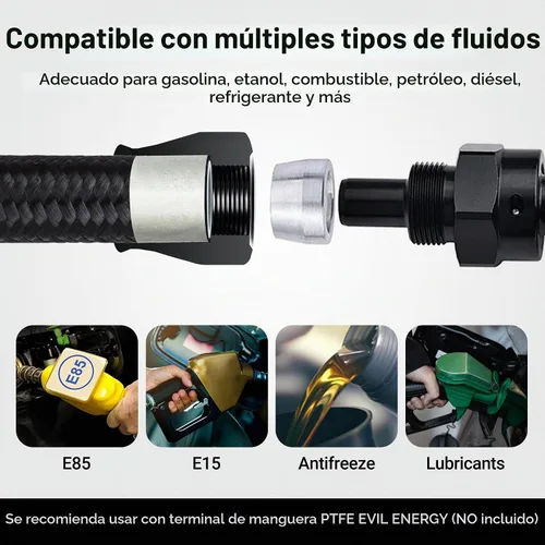 Vista 5 de EVIL ENERGY Línea de manguera de combustible de PTFE 4AN, línea de combustible AN4 E85, nailon trenzado, 10 pies, color negro