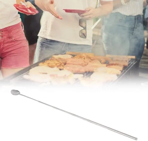 Vista 6 de Cucharas de mezcla, 2 cucharas ranuradas, cuchara de cocina de 24.4 in de largo, cuchara extensible de acero inoxidable, cuchara telescópica