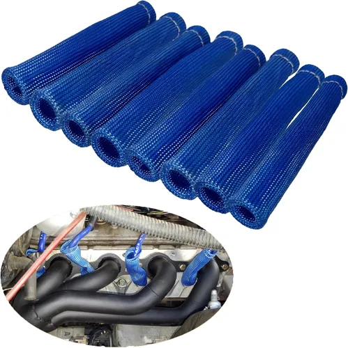 Vista 13 de Mangas protectoras para cables de bujía con aislamiento de protección térmica, cubierta de blindaje térmico de 1200 grados, 6 pulgadas para auto