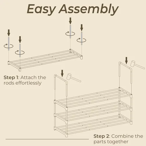 Vista 8 de Zapatero negro de 3 niveles, estante grande de 36 pulgadas con capacidad para 15 pares de zapatos, zapatero resistente para entrada, dormitorio
