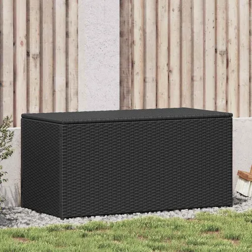 Vista 2 de vidaXL Caja de almacenamiento para patio: almacenamiento de artículos de jardín de ratán de polietileno duradero, marco de acero con recubrimiento