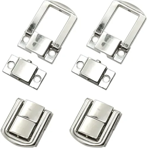 Vista 4 de Cerradura de cierre de cerrojo de 12 piezas, cerradura de hebilla de metal para decoración de cajas (plata)
