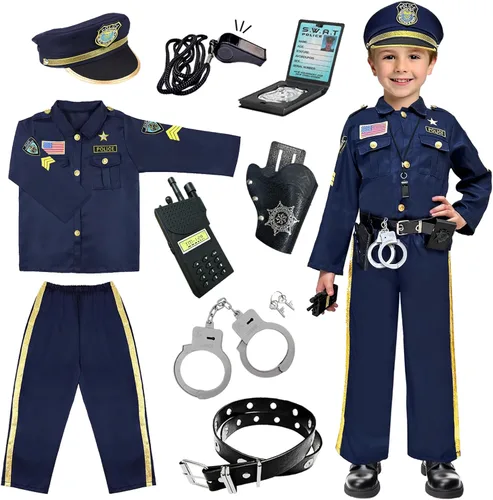 Vista 7 de Police Officer Costume for Kids - Boys & Girls, Cop Uniform for Role Play, Gift, Halloween & Career Day