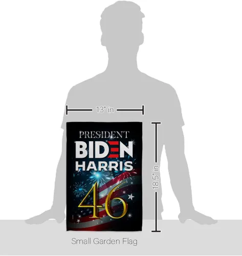 Vista 2 de Biden Harris Flag Juego de bandera de jardín President 46 con soporte de pared para votación patriótica, fiesta de té republicana demócrata