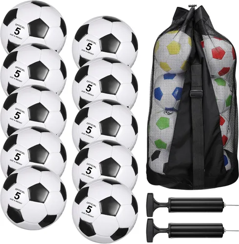 Vista 12 de Libima 13 Piezas Pelotas de Fútbol a Granel 10 Piezas Pelota de Fútbol Oficial con 2 Bombas y Bolsa de Transporte Entrenamiento Interior y Exterior