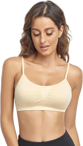 Vista 17 de Litthing Bralettes Padded for Women Cami Strap Bra Seamless Sportsbra Wireless Comfort Yoga Lightly T-Shirt Tank Tops