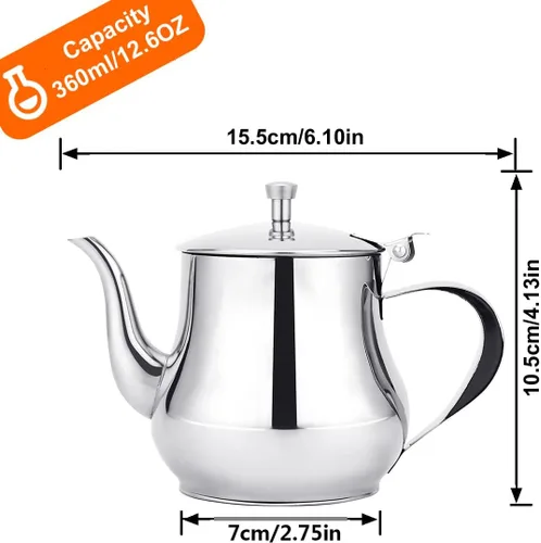 Vista 6 de SANQIAHOME Tetera pequeña de acero inoxidable de 360ml (13Oz)