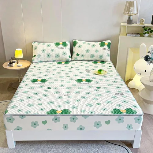Vista 13 de FCLDESHOP Comfort Hotel - Sábana bajera ajustable con bolsillo profundo con estampado de látex de verano, para dormitorio de niños y niñas, Flor