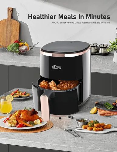 Vista 4 de Freidora de aire compacta de 3.6 cuartos de galón para comidas rápidas simples y aperitivos, pantalla táctil inteligente con 9 recetas
