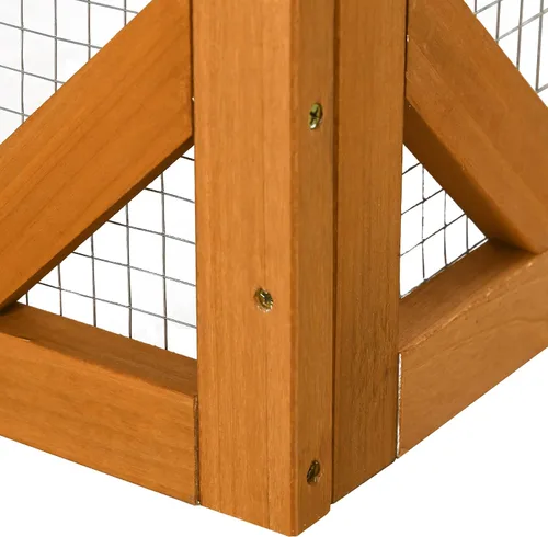 Vista 8 de PawHut Casa para gatos al aire libre, refugio de madera para gatos Catio, jaula para gatos con plataformas, puerta de entrada grande, techo