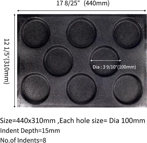 Vista 2 de Molde de silicona para pan de hamburguesas, molde antiadherente para pan de perros calientes, hojas redondas perforadas para pan, 8 cavidades