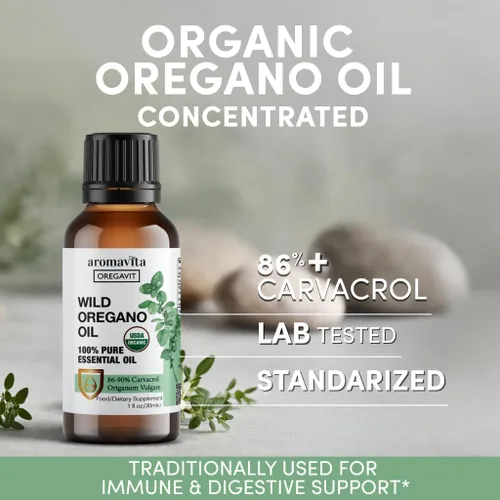 Vista 3 de Oregavit Aceite de orégano griego salvaje 100% puro, 100% puro sin diluir, 86-90% Carvacrol, alta potencia, apoyo inmunológico, a base de plantas