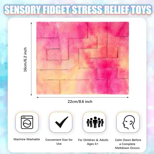 Vista 3 de 4 piezas de tapete sensorial de laberinto de mármol, juguetes para aliviar el estrés, tapete sensorial calmante para aliviar la ansiedad, juguetes