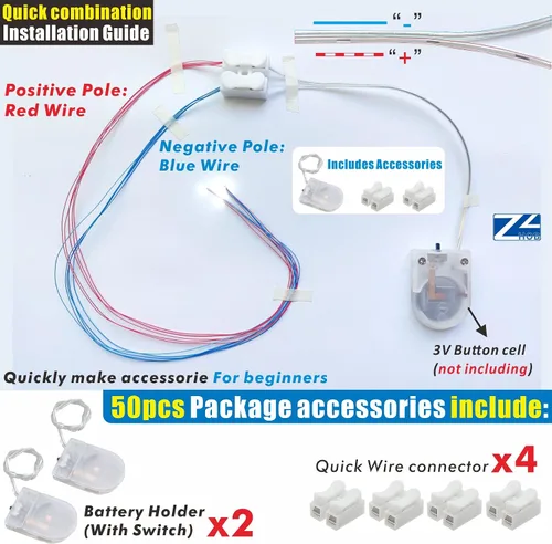 Vista 2 de 50 piezas de LED micro precableados con soldadura previa, LEDs SMD 0805 con accesorios de montaje para construcción de modelos para principiantes