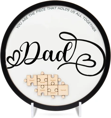Vista 17 de Letrero personalizado con nombre de la familia, adornos de madera para la familia, placa de rompecabezas con nombre personalizado, decoración