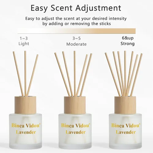 Vista 7 de binca vidou - Juego de 3 difusores de aceite de aroma natural de lavanda y jazmín con varillas para decoración de aromaterapia en casa, oficina