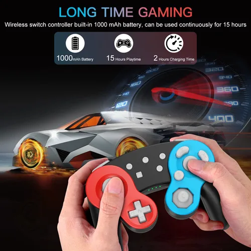 Vista 5 de FASIGO Controlador de interruptor inalámbrico para Nintendo SwitchLiteOLED, controlador Switch Pro con doble vibracióncontrol de movimientofunción